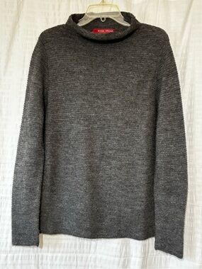 BEYOND THREADS Ribbed Cowlneck Pullover Sweater Gray Sz Large